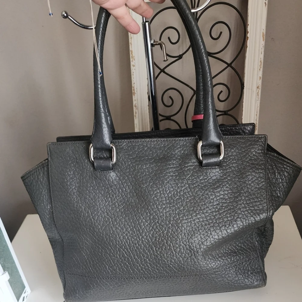 COPY - Coach Legacy Elegant Gray Leather Tote Bag with Pink Accents